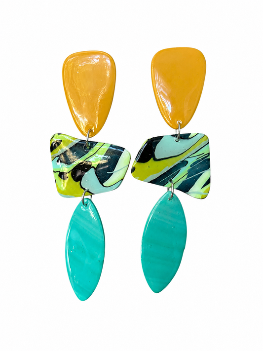 Aros largos mostaza verde